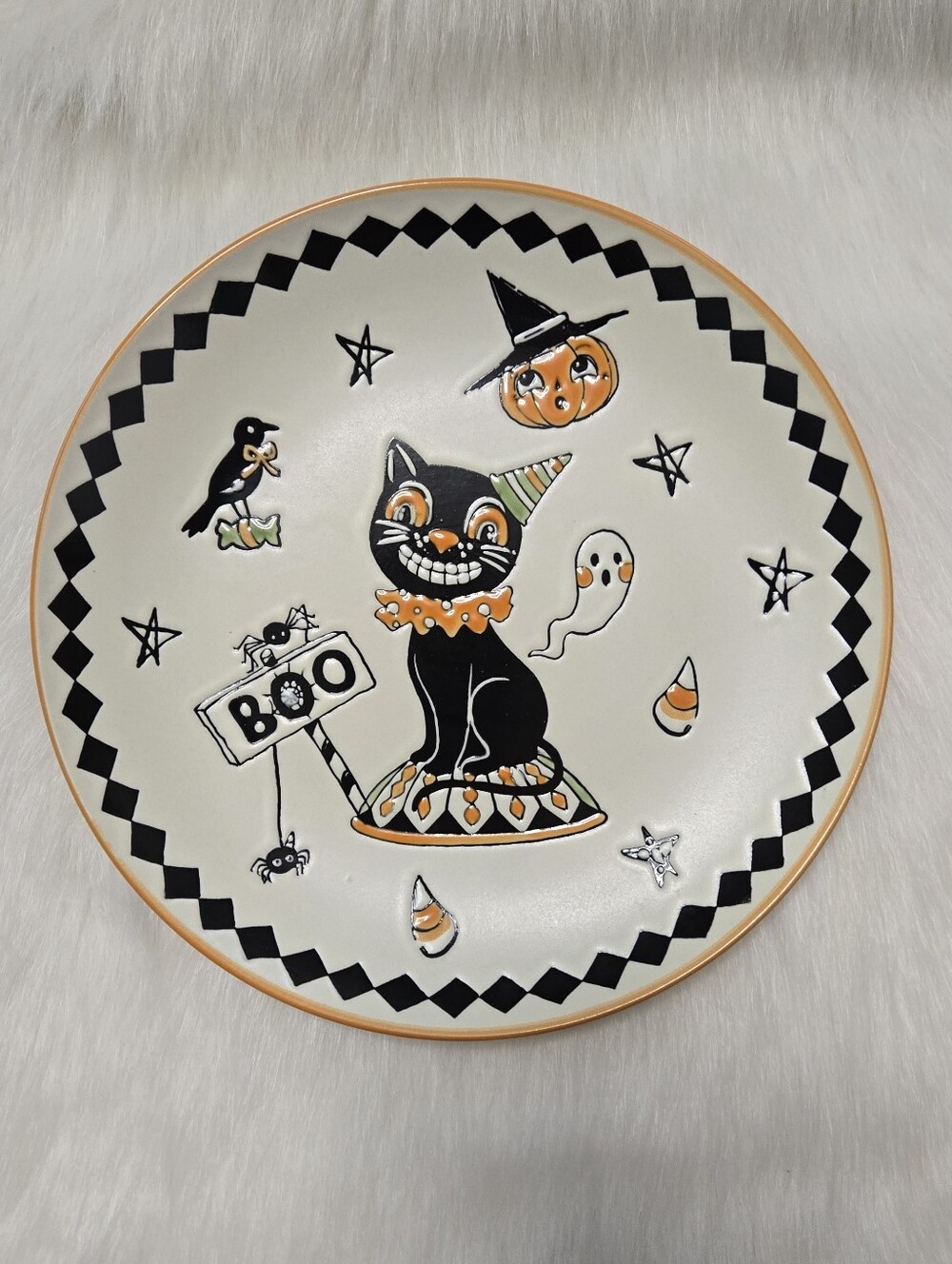 Eli + Ana Handmade Ceramic Plate Creepshow Dinner Plate 10.5" Halloween Cat